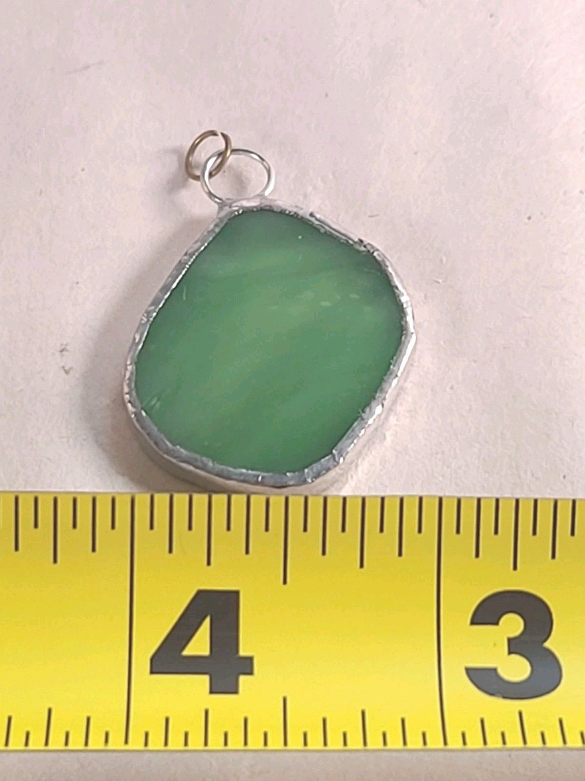 Vintage Glass Green Sea Glass Sterling Silver Dangle Pendant Handmade