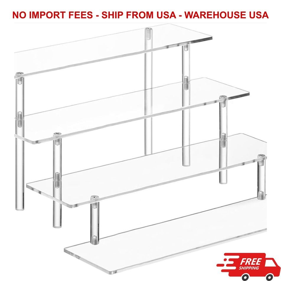 4 Tier Acrylic Perfume Organizer Stand, Clear Display Risers for Perfume, Cologn