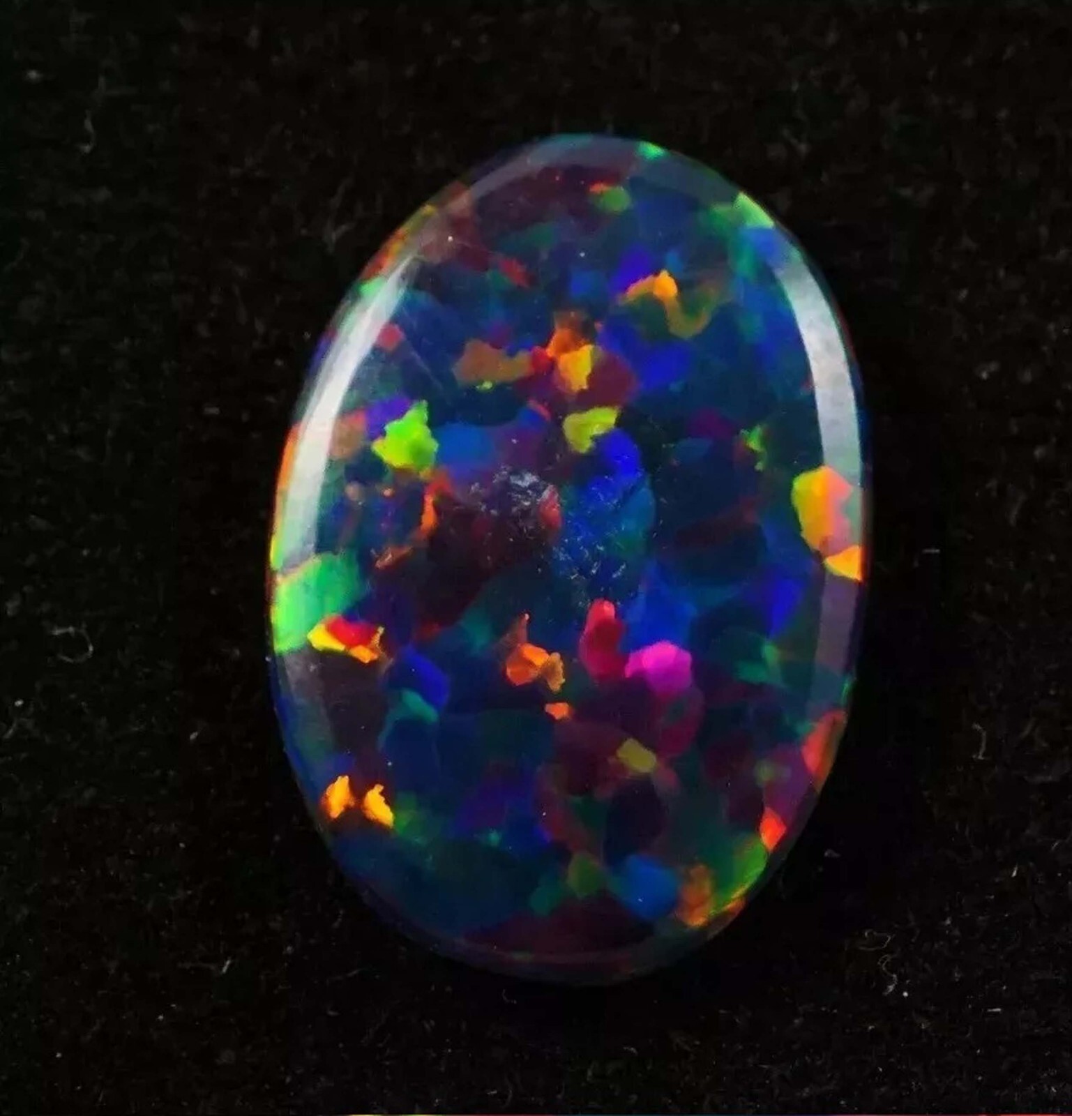 10.00Ct Australian Natural Black Fire Opal Oval Cabochon IGL Loose Gemstone 5DJU