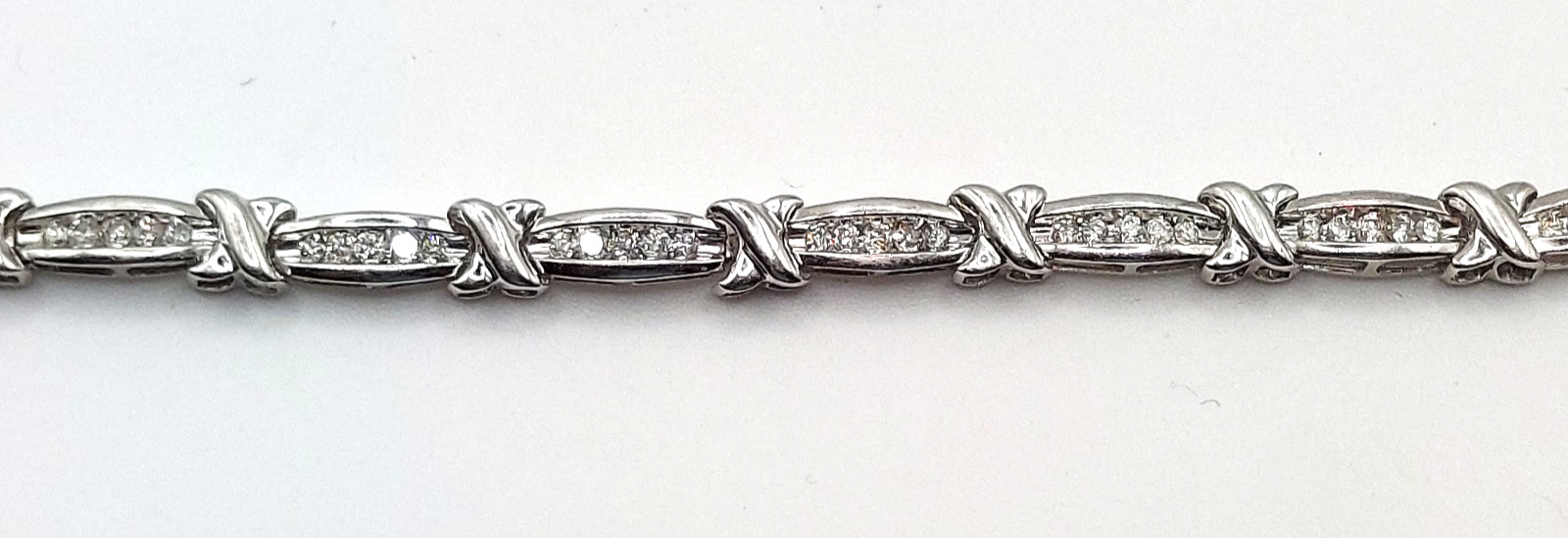 White Gold Diamond Link Bracelet 7″ – 10k Round Brilliant 1.00ctw ~ 8.8 Grams