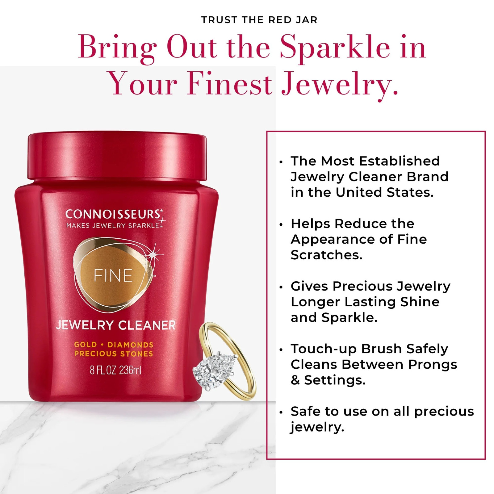 Connoisseurs Fine Jewelry Cleaner For Cleaning Gold, Platinum, Diamonds