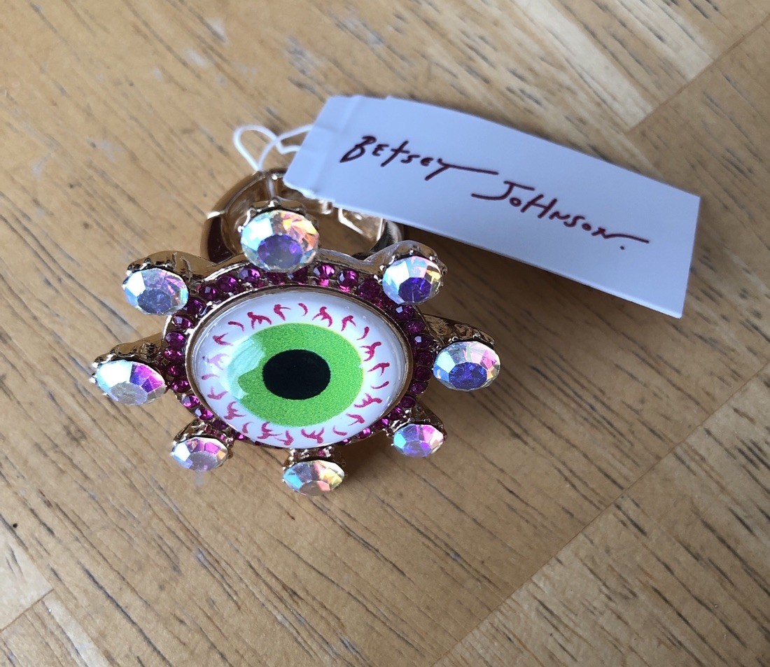 Betsey Johnson Evil Eye Cocktail Stretch Ring Crystal Accents Size 8 NWT