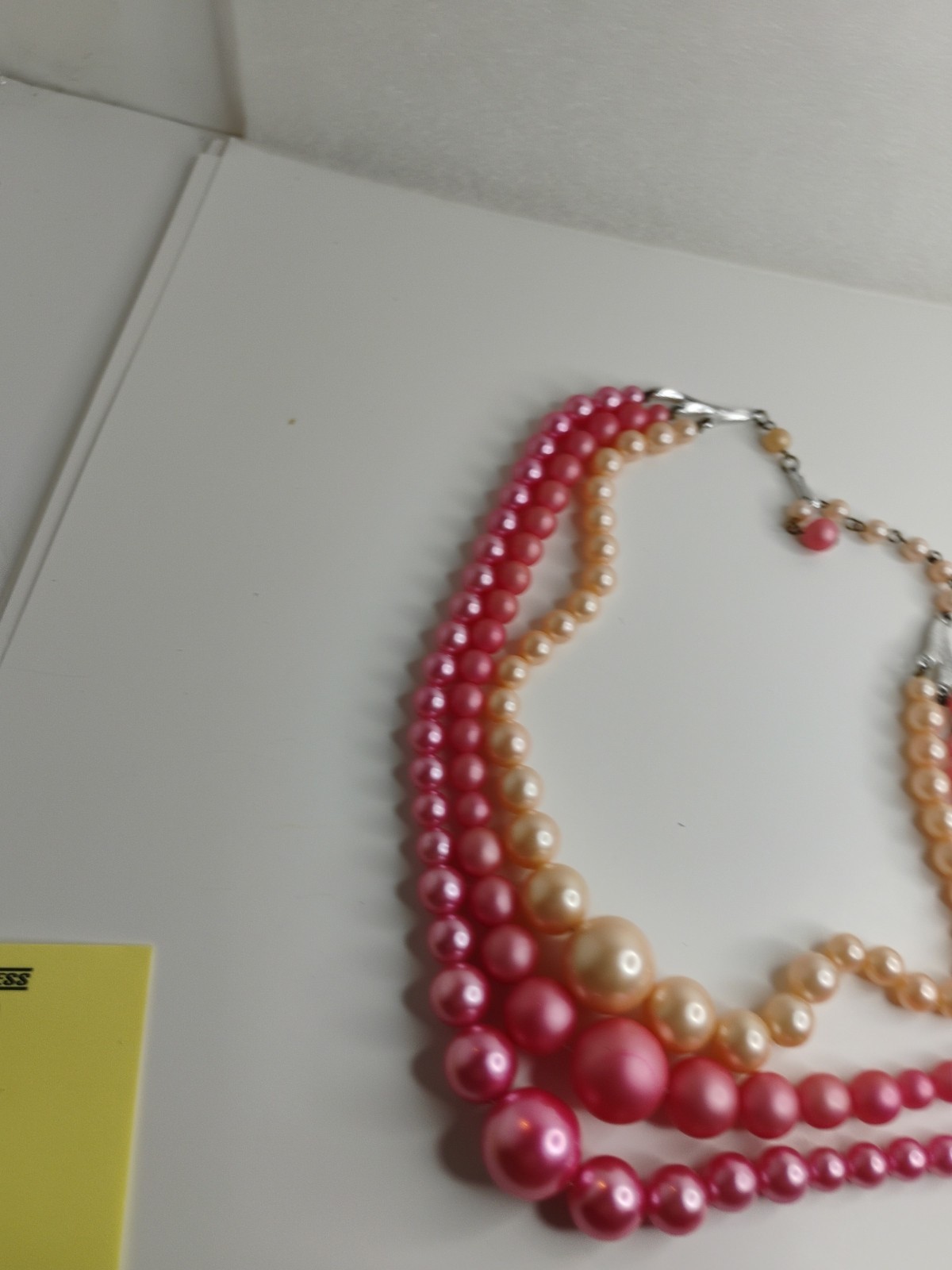 Japan On Clasp Two Necklaces ,Pink And White Faux Pearls, , Vtg