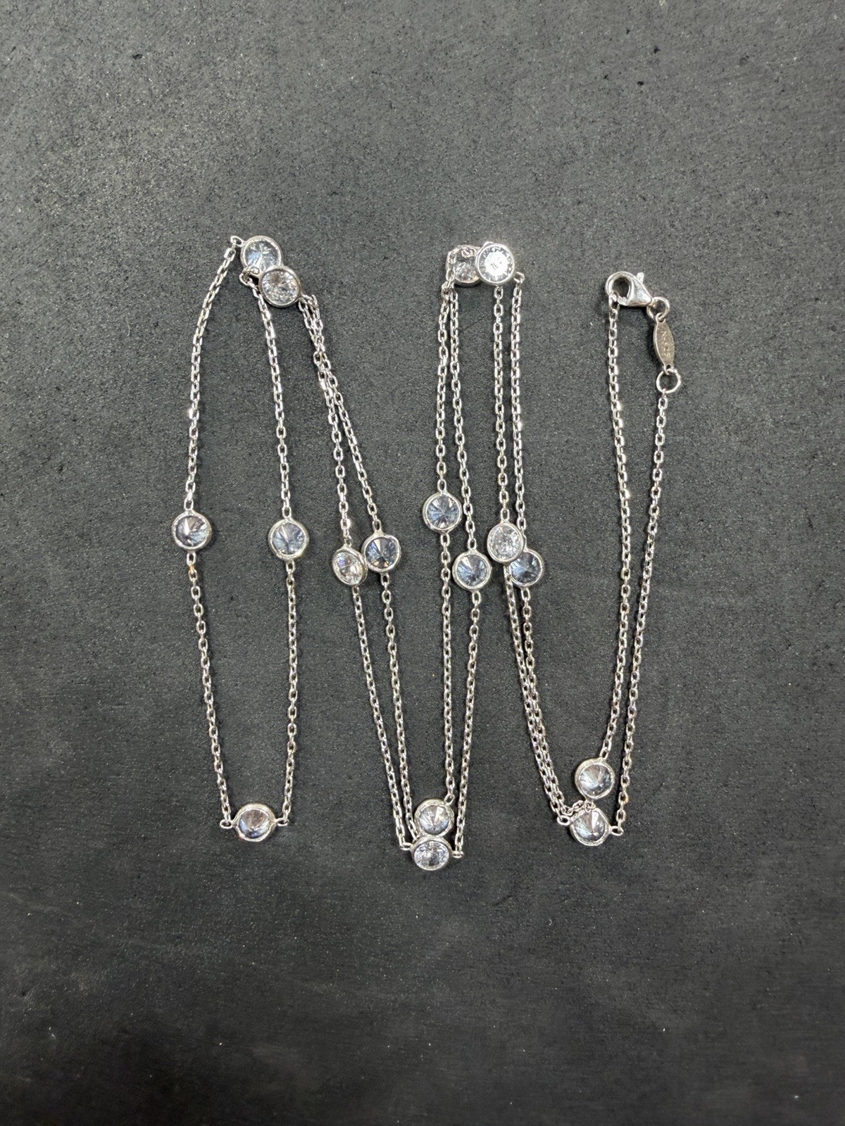 8.2g Sterling Silver 925 CZ Necklace 36” Jewelry lot H