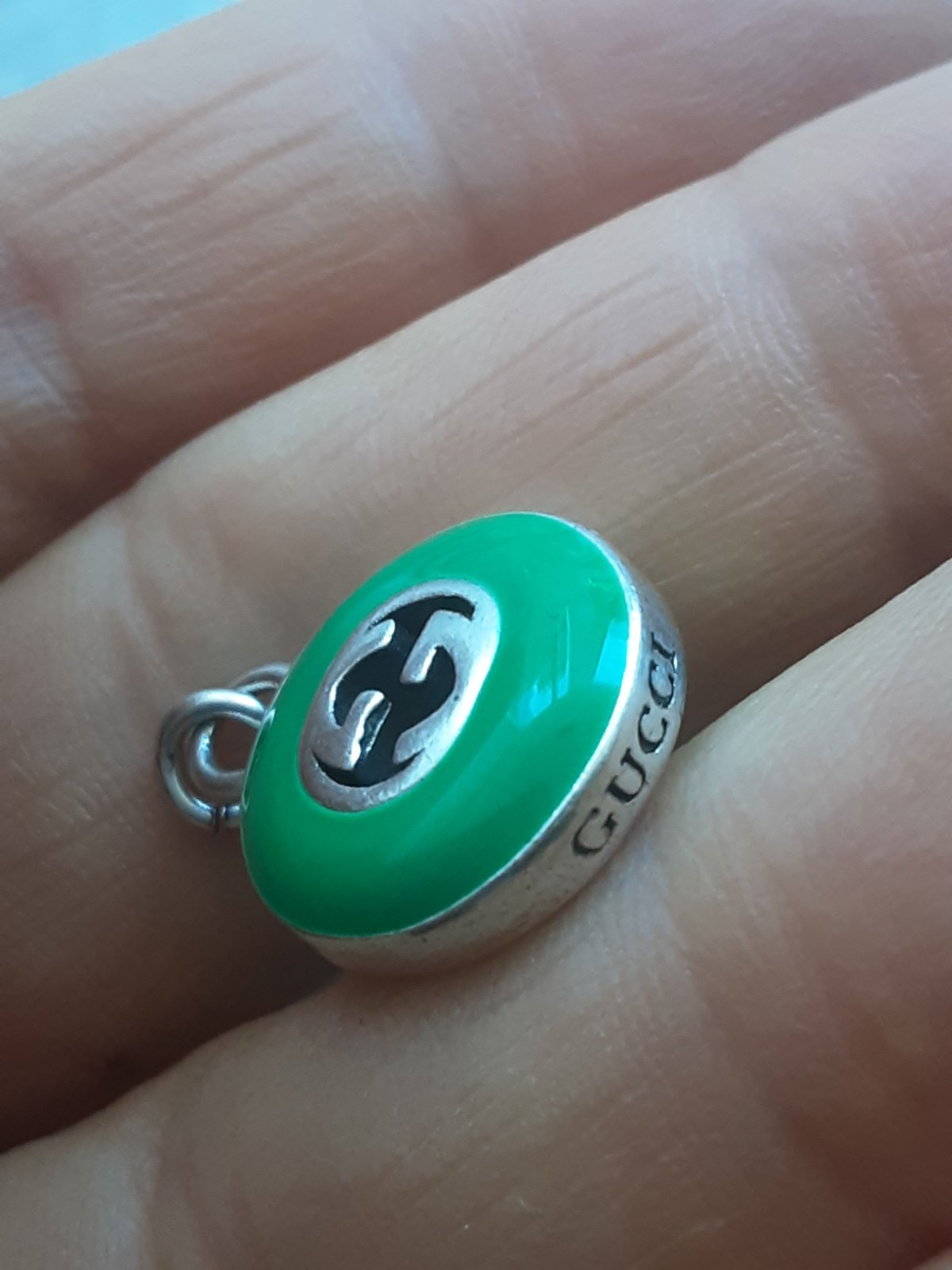 Gucci Pendant Zipper Pull silver/ green 0.8 inch stamped