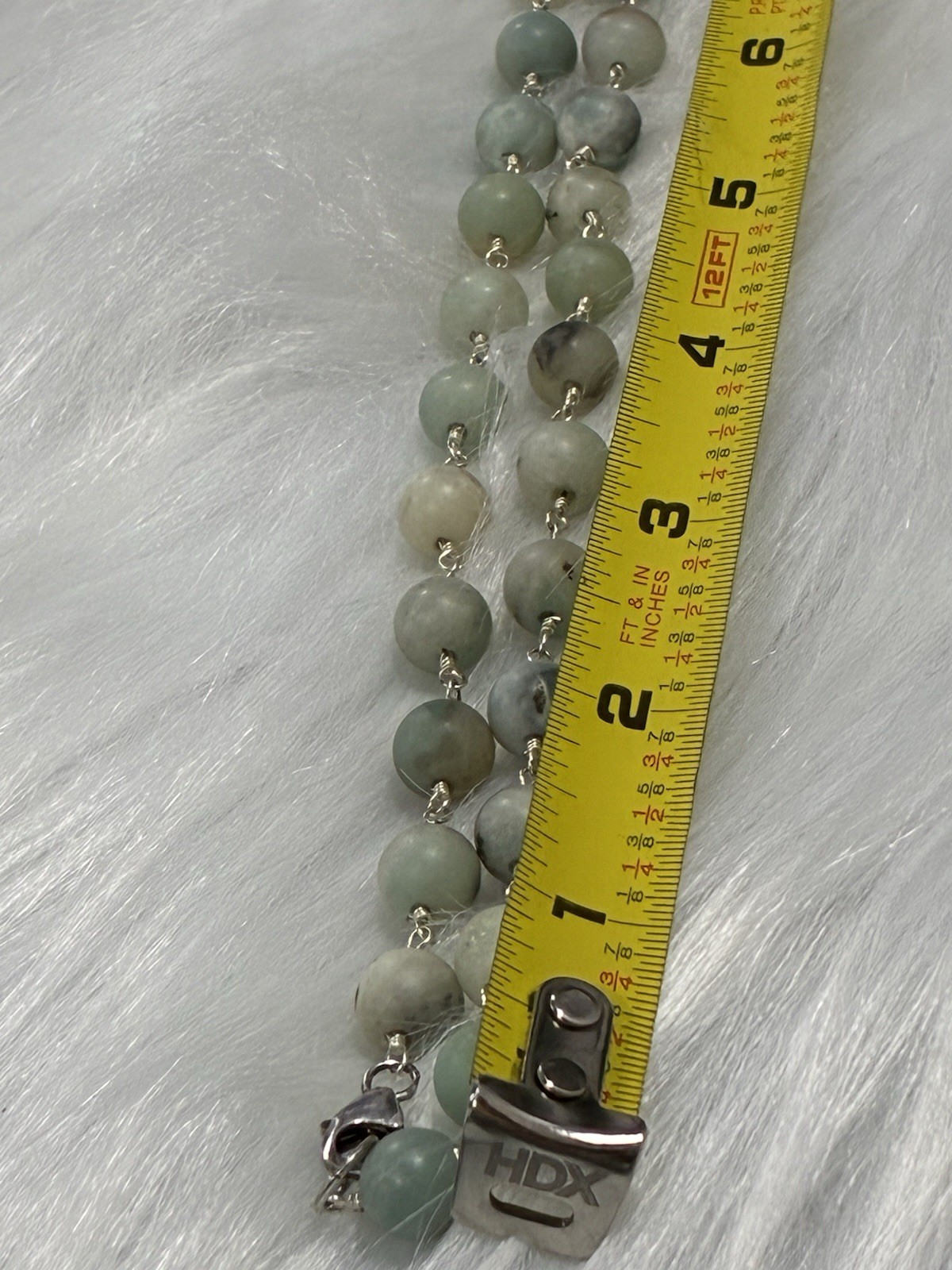 36 Inch Genuine Amazonite Beaded Boho Necklace – Sterling Silver 925 Clasp