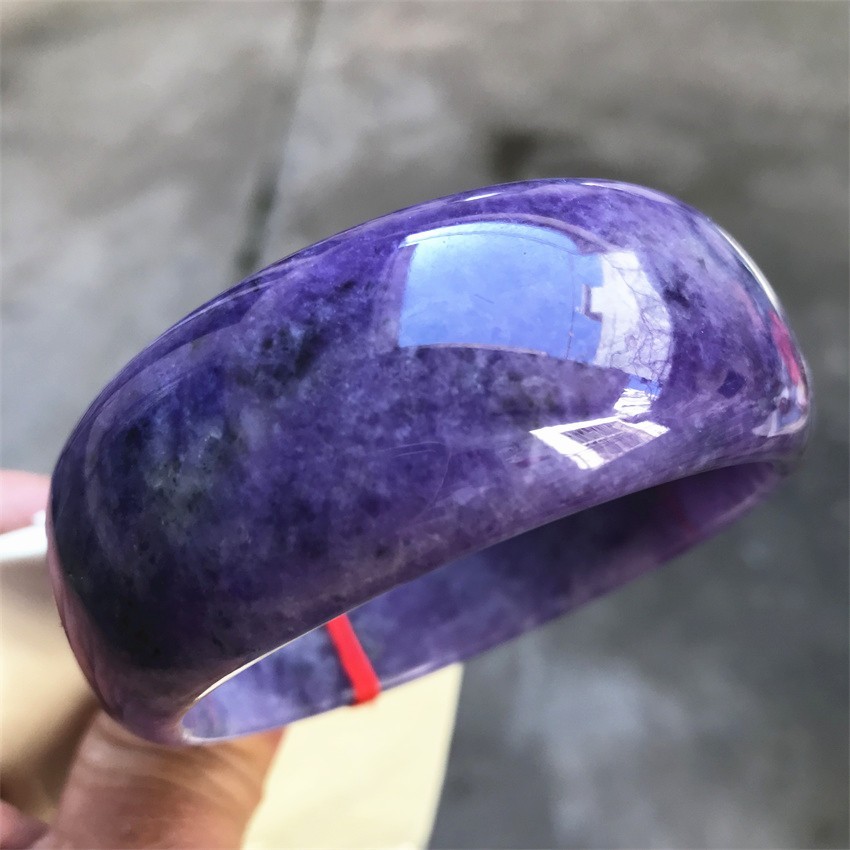 63.5MM Natural Ice Lavender Jadeite Jade Bracelet Burma Wide Jade Bangle