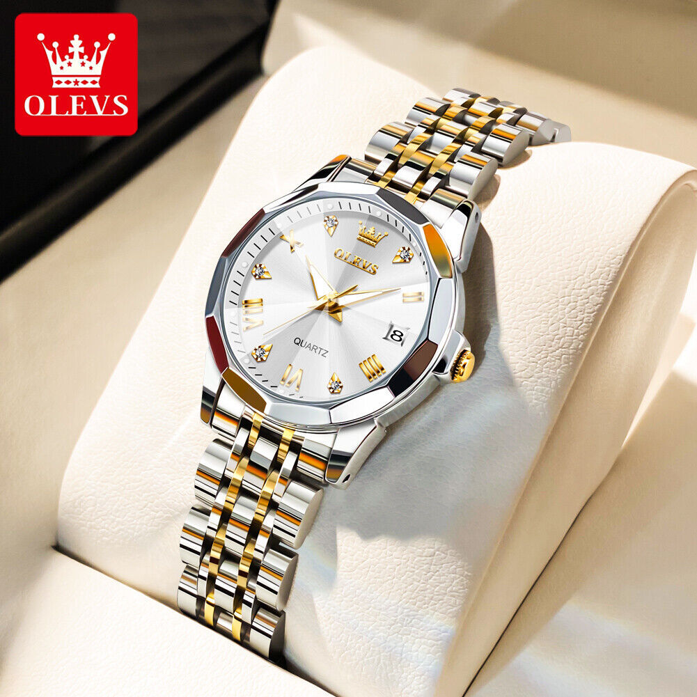 OLEVS Quartz Watch Calendar Stainless Steel Waterproof Women’s Wristwatches Gift