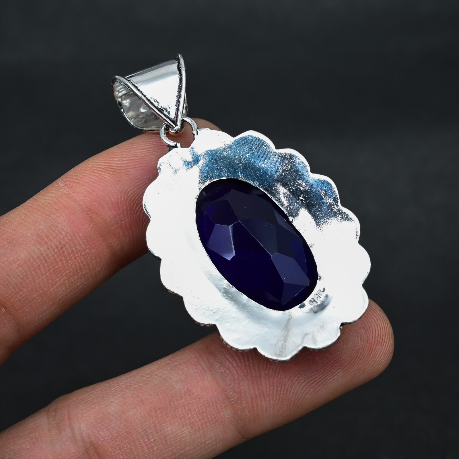 London Blue Topaz Gemstone 925 Sterling Silver Pendant Handmade Jewelry Gift