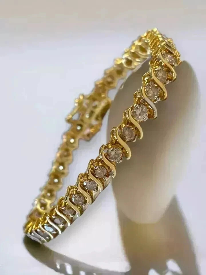 5Ct Round Cut Lab Created Diamond Women’s Tennis Bracelet 14K Yellow Gold Plated