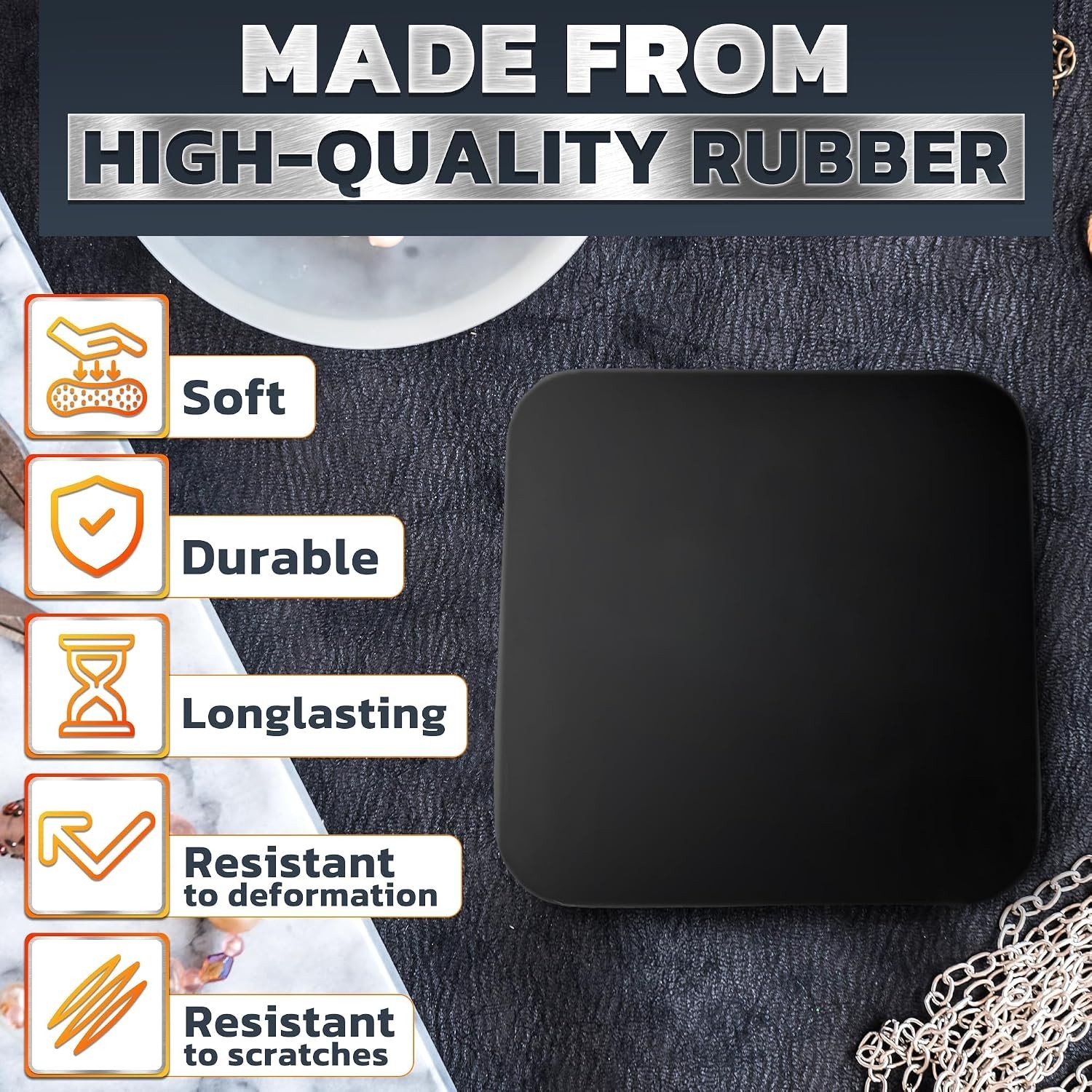 Durable Rubber Jewelry Crafting Block – 4×4 Anti-Slip Surface for Metalsmithing