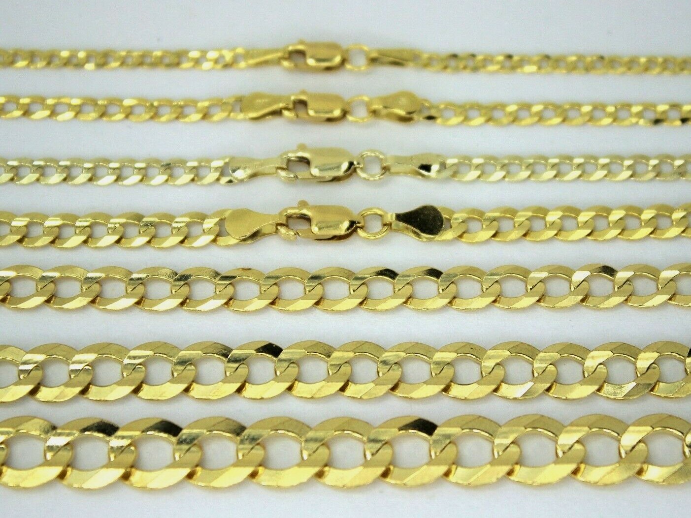 14K SOLID GOLD CUBAN LINK CHAIN NECKLACE BRACELET MEN WOMEN 2~11.5mm / 6.5″-30″