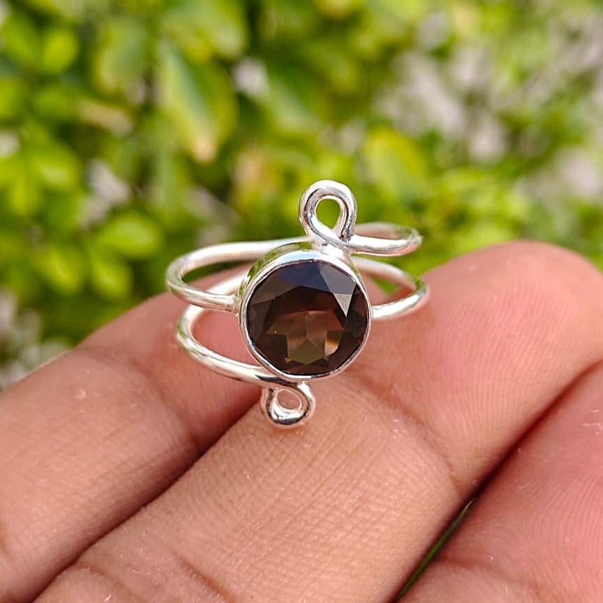 Natural Smoky Topaz Ring, Handmade Designer 925 Sterling Silver, Gift for All