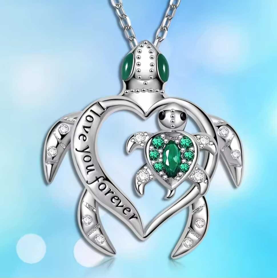 Elegant 925 Sterling Silver Charms Sea Turtle Fashion Jewelry Pendant Necklace