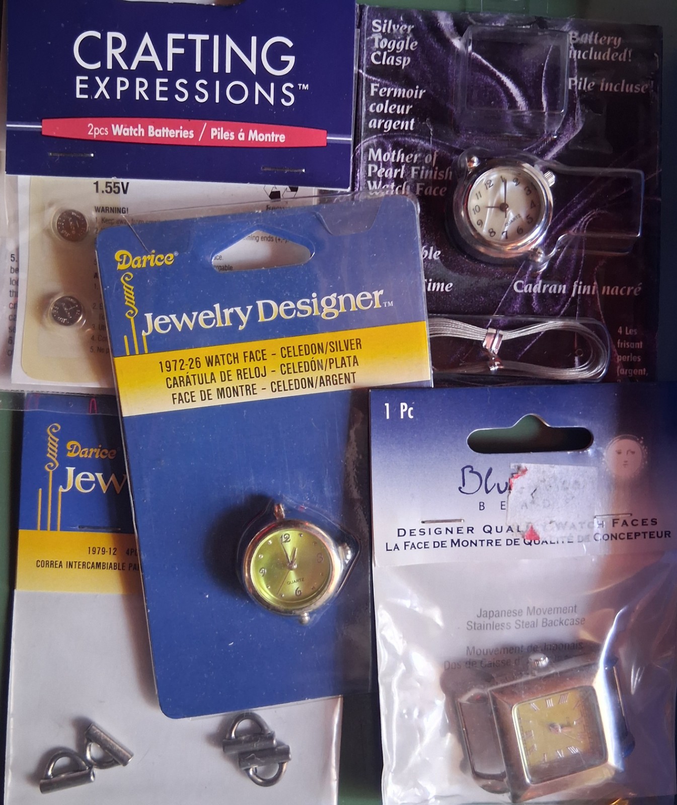 HUGE Mixed Charm Lot, Watch Faces W/batt, Toggles, Jump Rings, Clasps