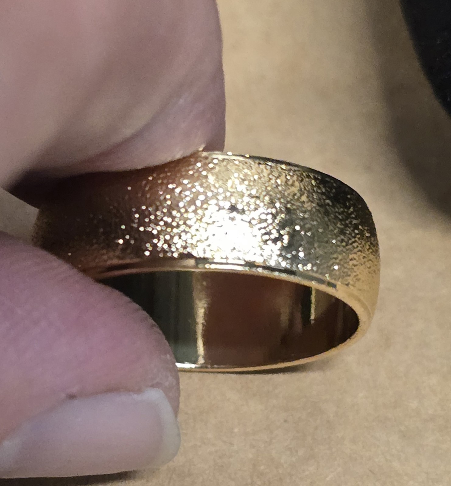 Gold Tungsten Mens Wedding Band Ring Size 10 Sandblasted Frosted Stardust Custom