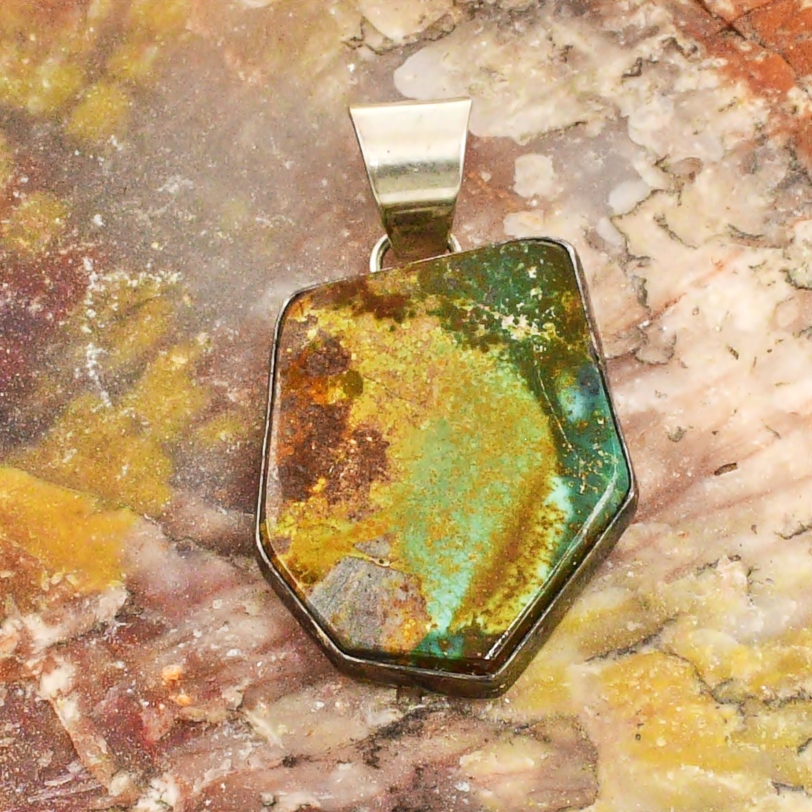 Sterling Silver 925 Native American Milton Lee Turquoise Pendant