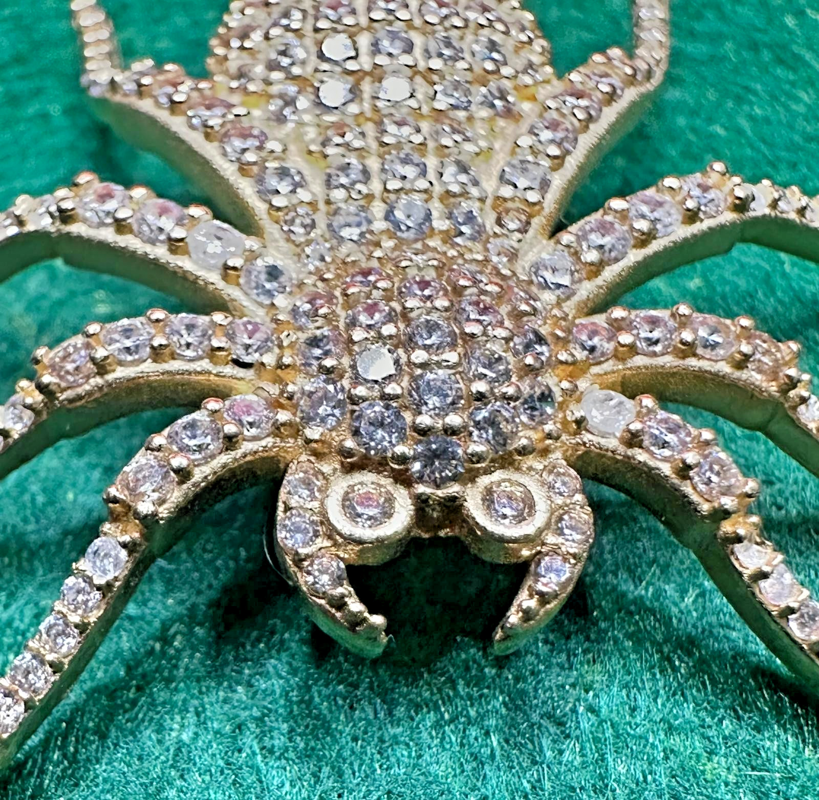 14K Gold Iced-Out Spider Pendant With Cubic zirconia
