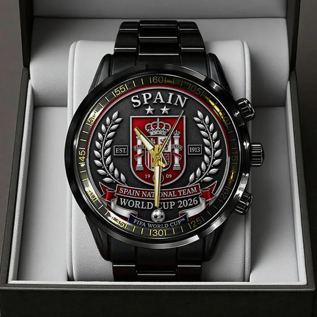 Spain 2026 World Cup Champions Black Stainless Steel Watch –