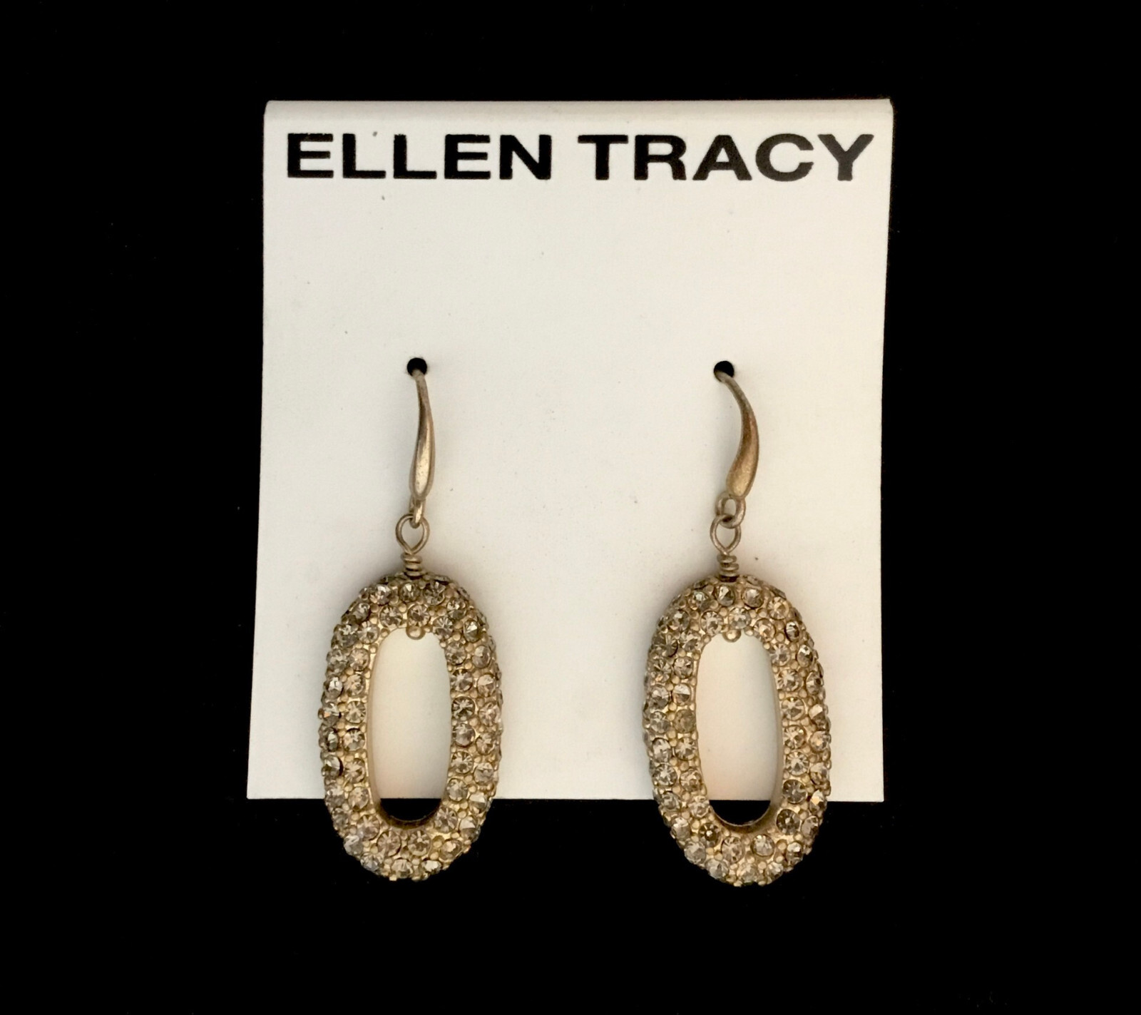 Ellen Tracy Gold Tone Pave Drop Earrings