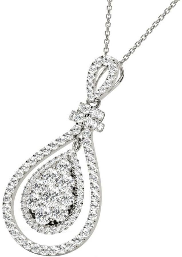 1.03ct Natural Diamond Pendant 18K White Gold Oval Necklace F-G VS-SI1 16″ Gift