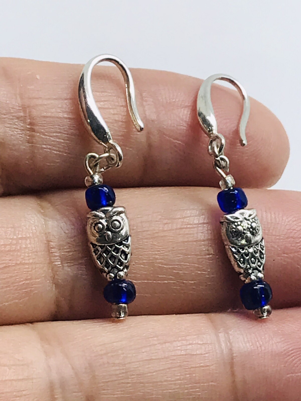 sterling silver owel dangle earrings