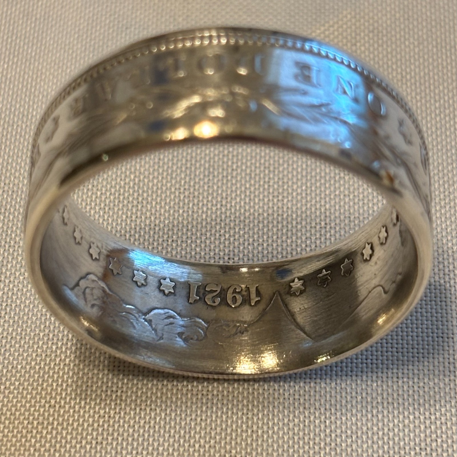 EXCLUSIVE NAPKIN RING made from a 90% SILVER Morgan Dollar COIN USA Handmade