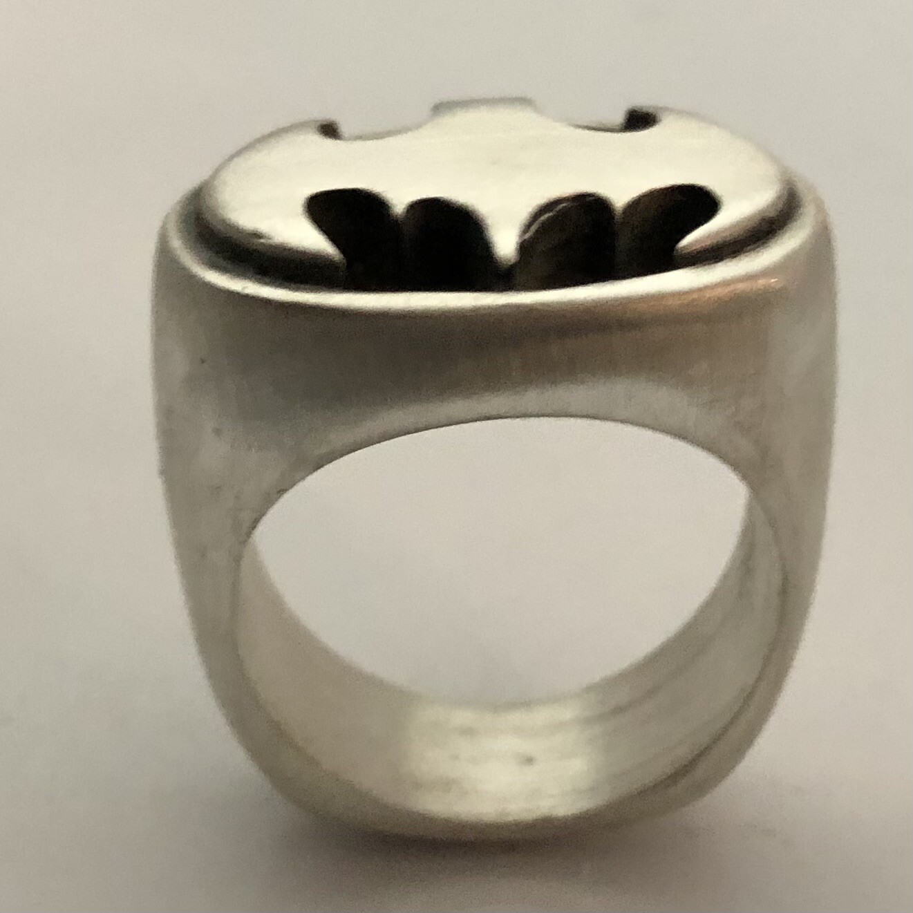 MJG STERLING SILVER OVAL BATMAN RING. STARTS AT SIZE 10