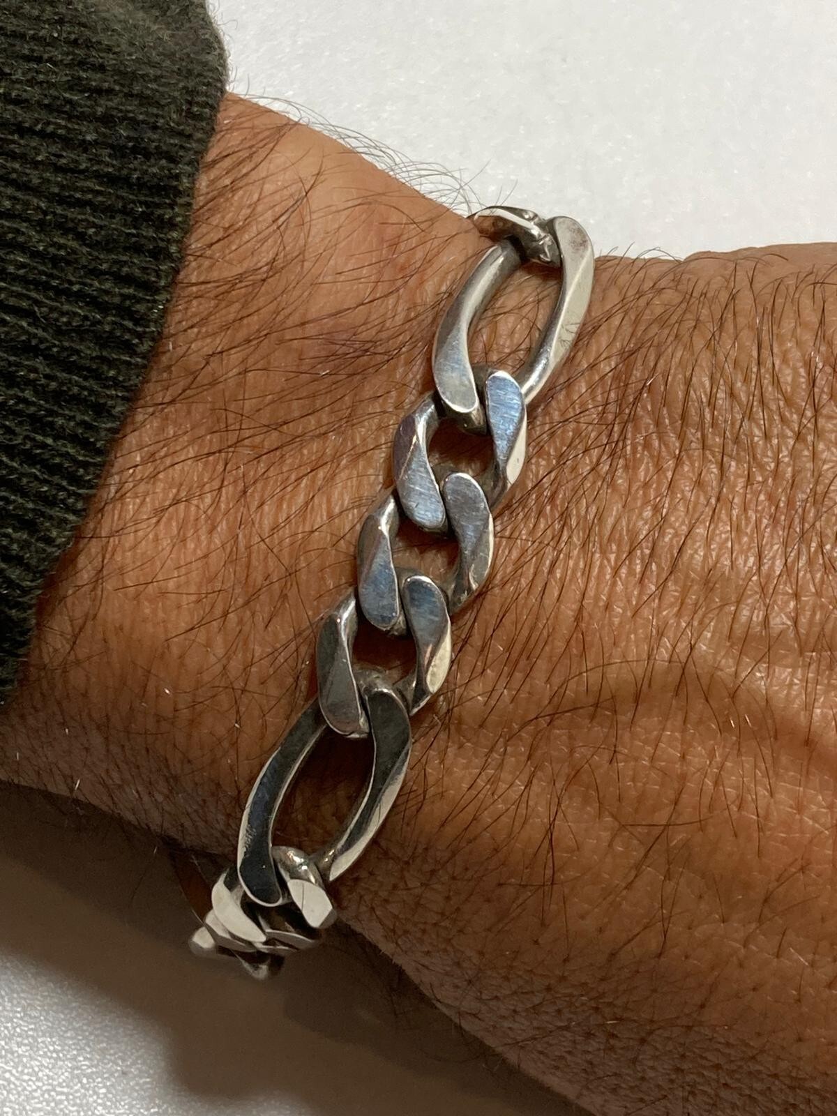 925 Silver Flat Chain Bracelet Made in ITALY Used Polished
