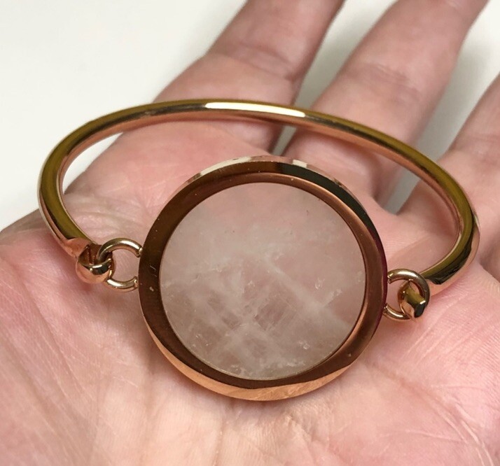 18k Gold Plated Sterling Silver Pink Resin Cuff Bracelet