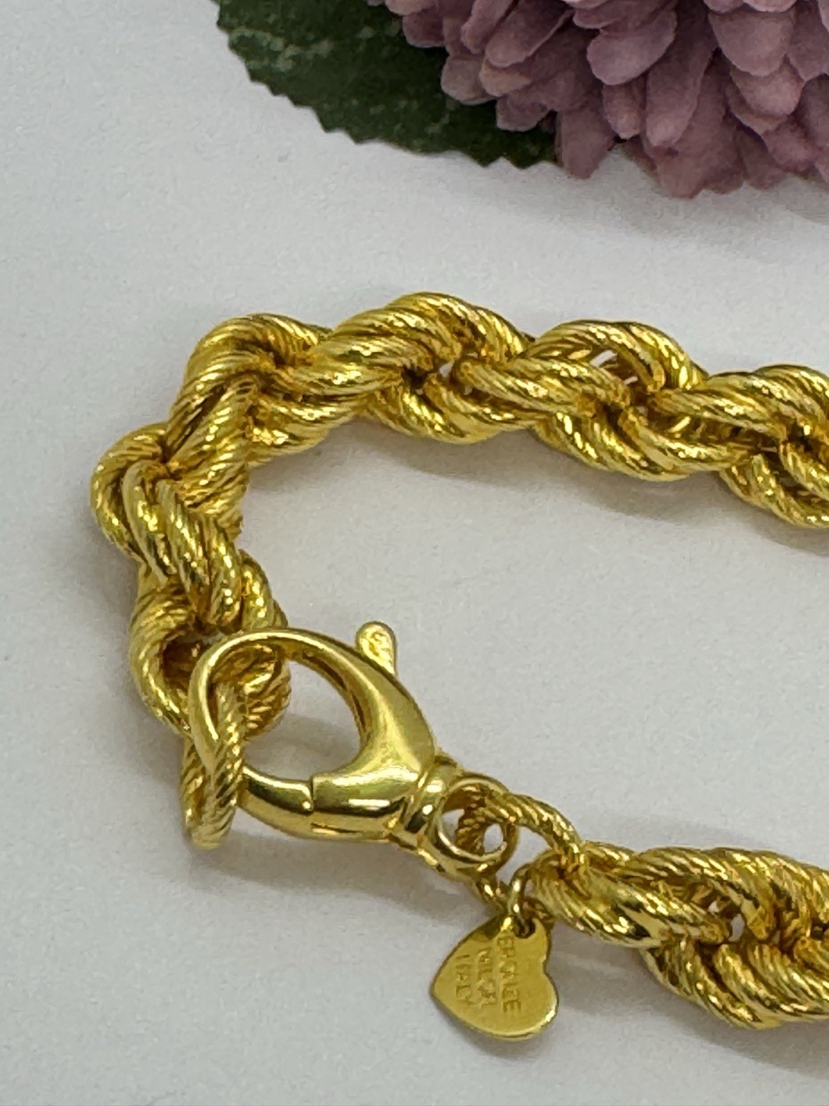 Milor Twisted Gold Rope Chain Bracelet 8″ Gold Plated Bronze 10.8mm Italy