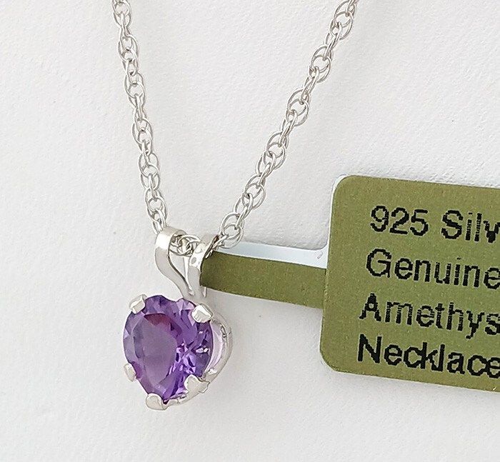 GENUINE 1.08 Cts AMETHYST PENDANT NECKLACE .925 STERLING SILVER – New With Tag