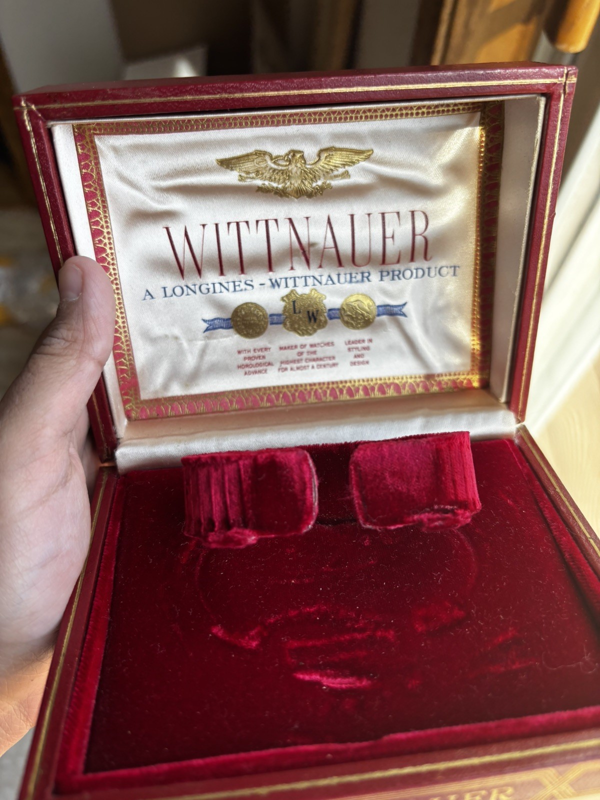 Vintage 1960s Wittnauer Tank Square 10K RGP Art Deco Watch w/Box Documentation