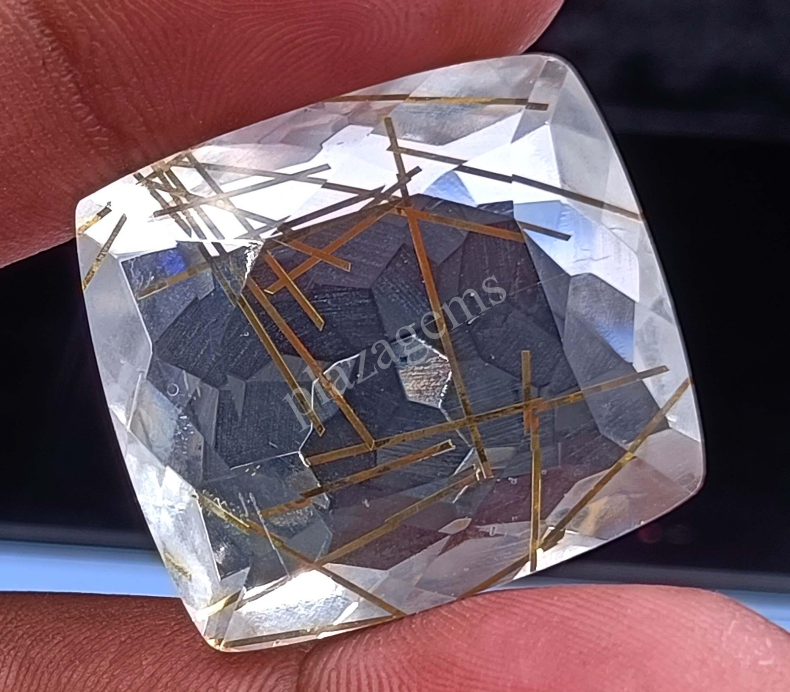 Certified 74.65 Ct Natural Yellow Rutilated Quartz Cushion Cut Loose Gems 5DSW