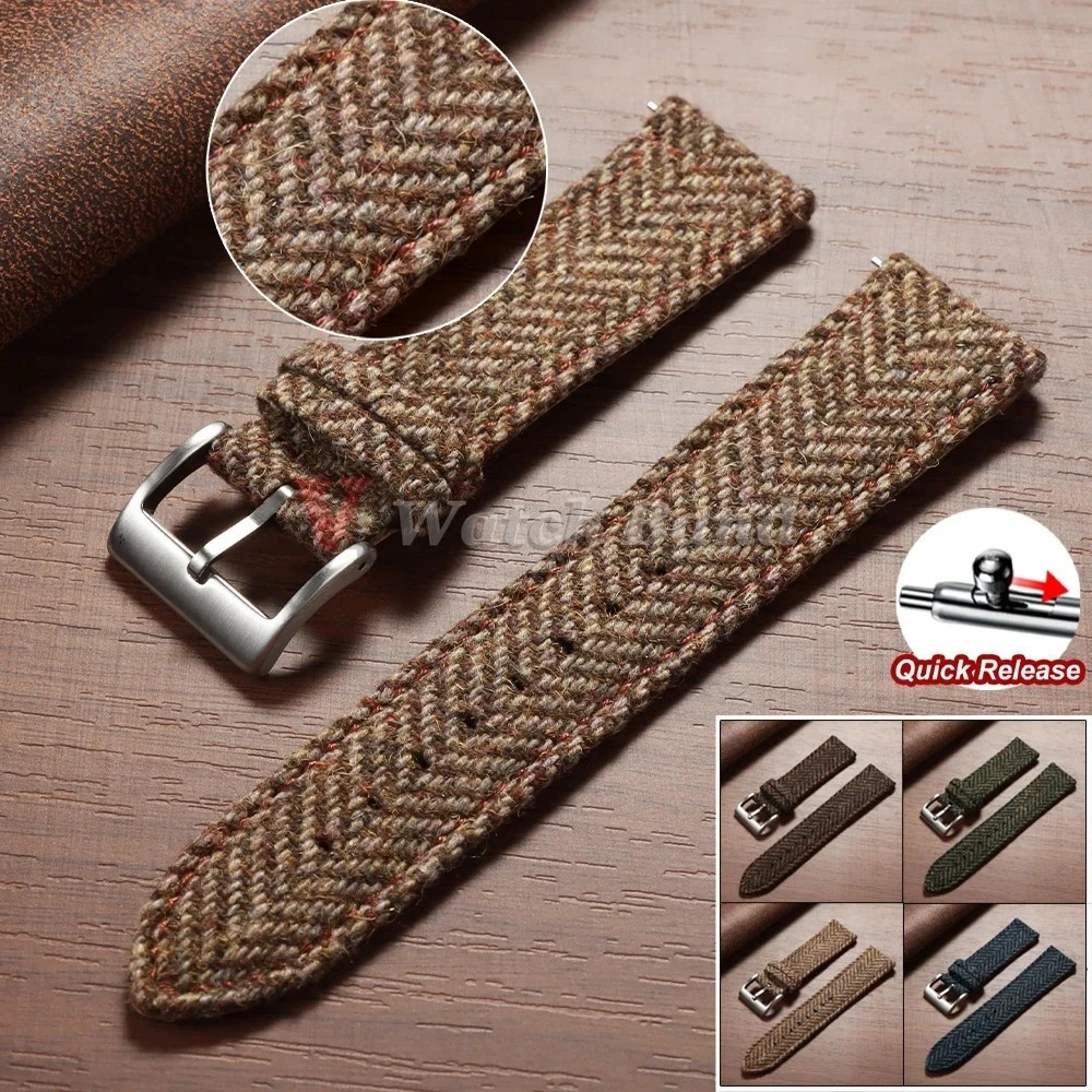 Quick Release Woven Leather Watch Band Nylon Strap 18mm 20mm 22mm