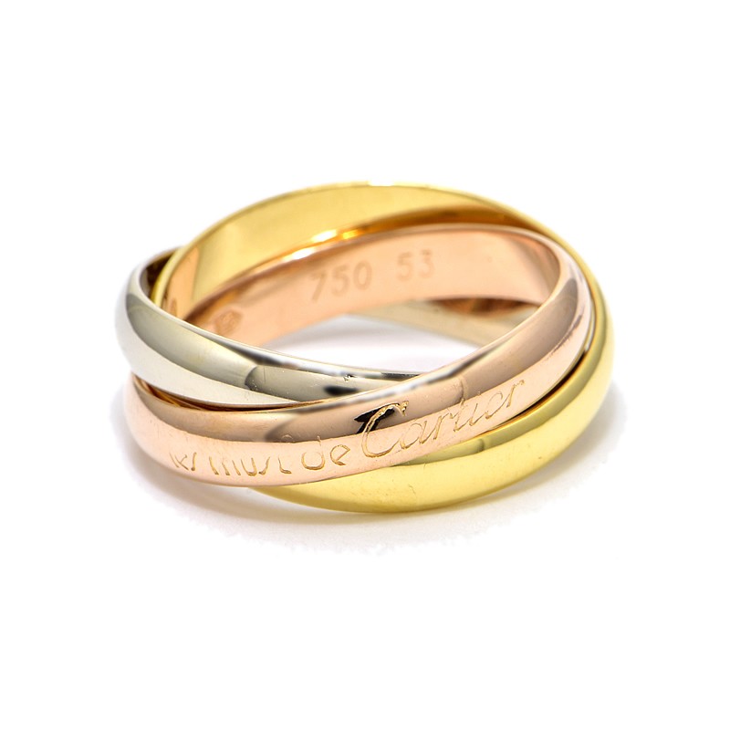 Cartier Trinity Ring #53 US6-6.25 K18WG K18YG K18PG 7.9g 491377