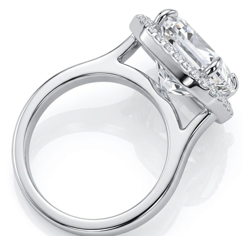 RARE 8.00 Ct Certified Radiant Cut White Natural Diamond Ring White Gold Finish