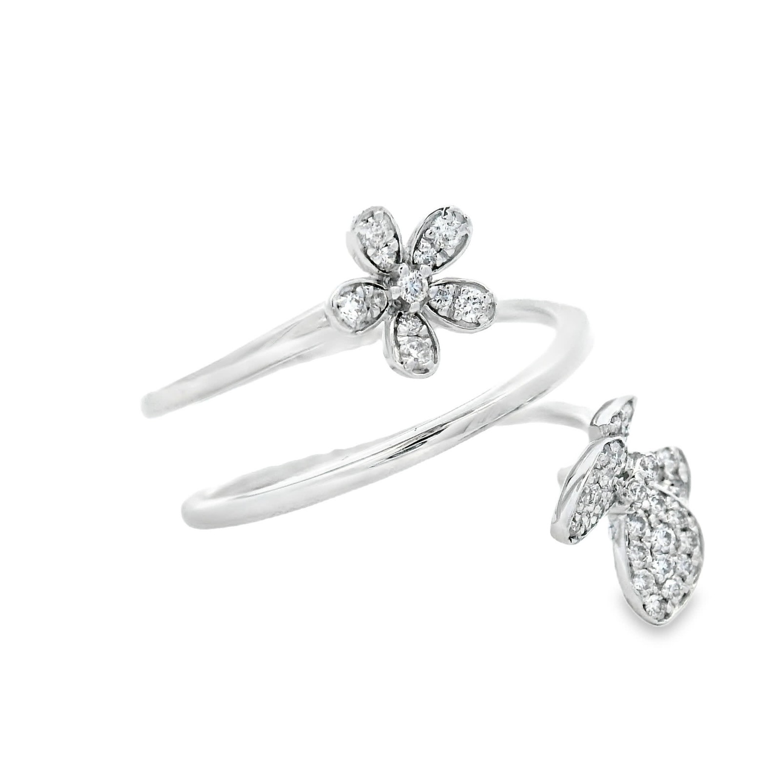 0.23ct Natural 41-Diamond Pavé Ring, 14k White Gold, Size 7