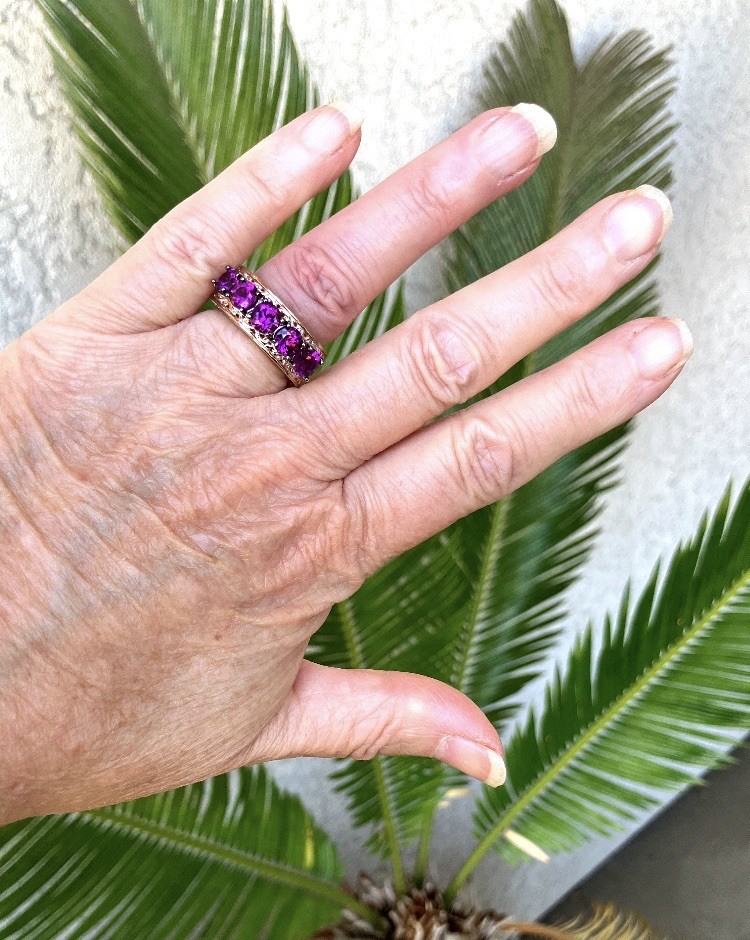 Gems En Vouge Micheal Valitutti 925 SS Gold Embraced Grape Garnet Ring
