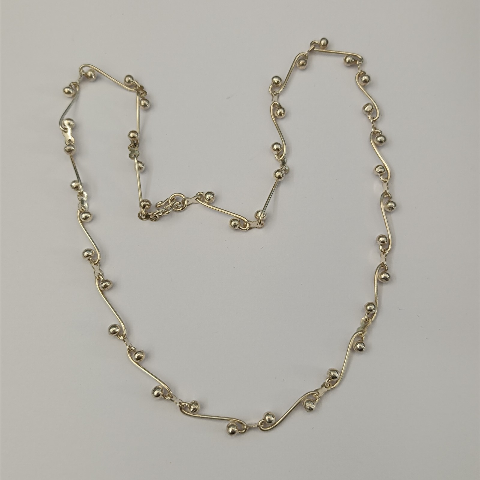 Sterling Silver Swirl Link Necklace Infinity Chain Modernist Chocker 925 Gift