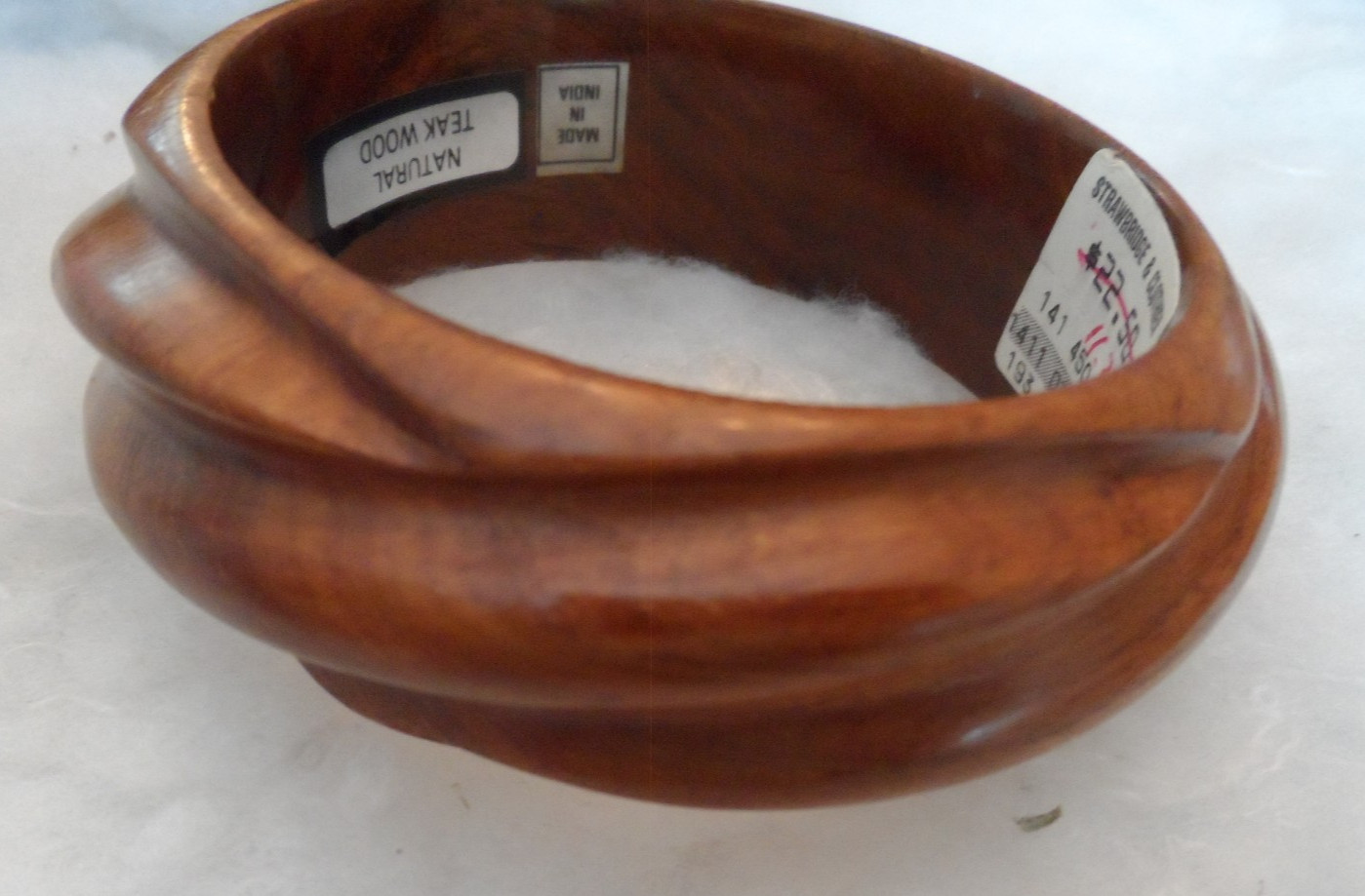 Vintage Bracelet – MADE IN INDIA TEAK WOOD BANGLE – 2-3/4″ – 1″ WIDE