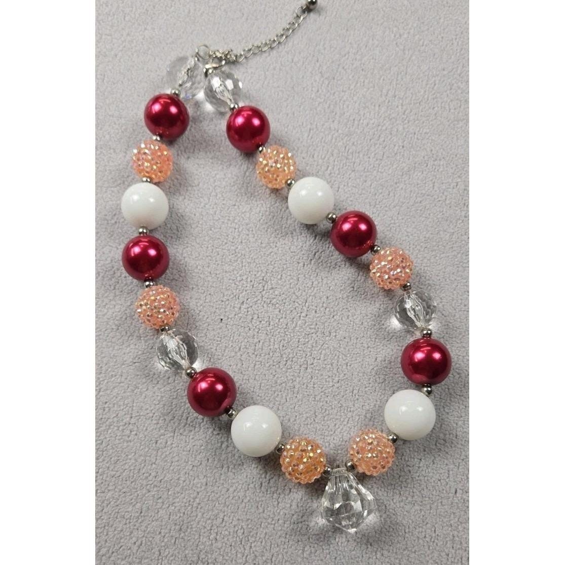 Girls 6 Bubblegum Bead Necklace & Bracelet Sets Kids Colorful Whimsical Holiday