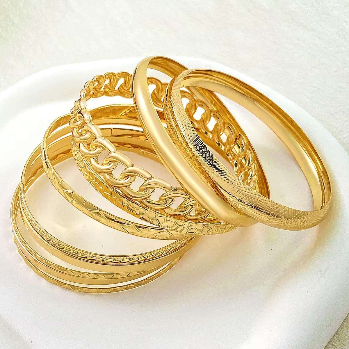 10 Bohemian Bracelet Set Gold Silver Color Stackable Bangles Retro Link Jewelry