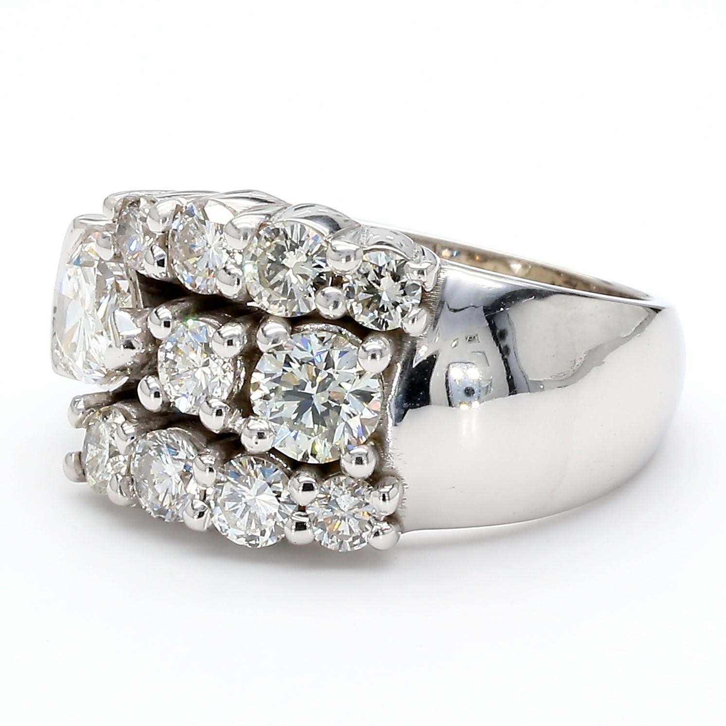 3.75 Carat Pear & Round Diamond 14K White Gold East West Bypass Cluster Ring