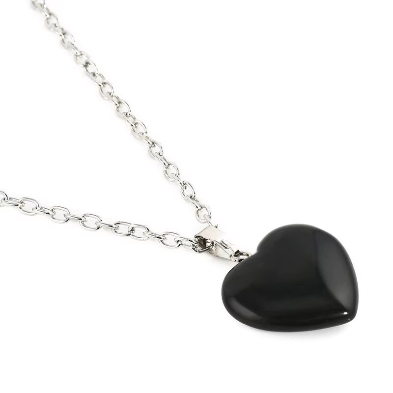 Elegant Natural Black Quartz Heart Necklace – Genuine Gemstone Pendant Gift