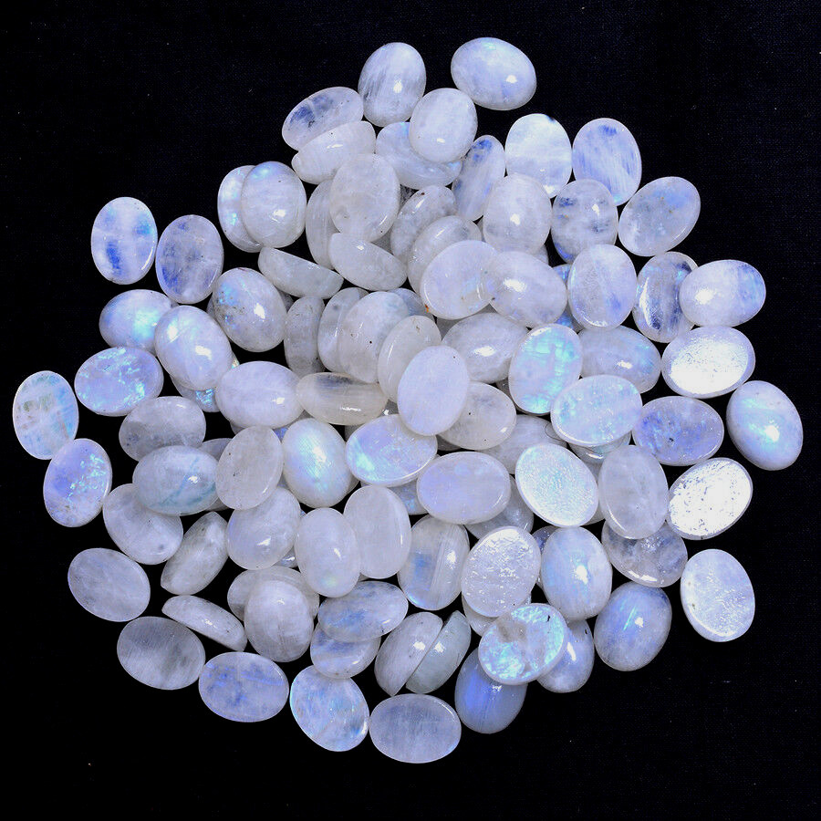 Set 19 Pcs Natural Blue Moonstone 12mmx10mm Oval Blue Shine Cabochon Gemstones