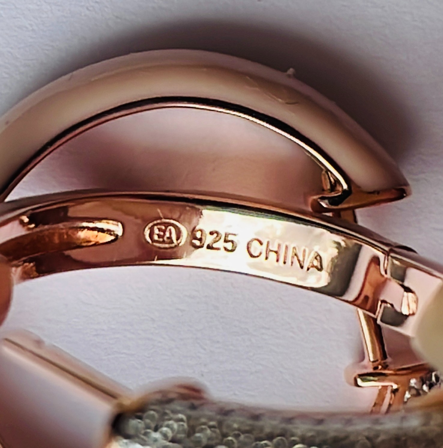 Affinity Rose Gold Over Sterling Silver Pink Enamel Diamond Hoop Earrings NEW!