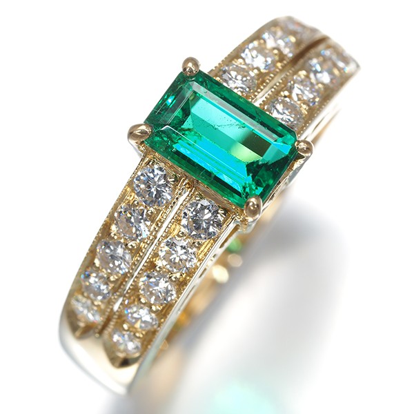 Emerald 0.717ct Diamond 0.60ct Ring 20K Yellow Gold