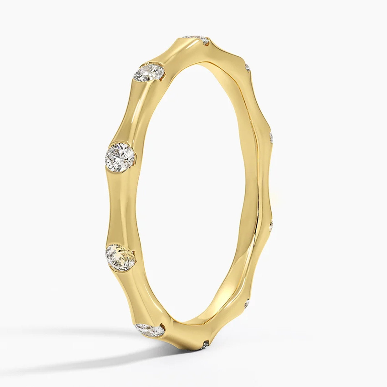 14K Gold Full Eternity Minimalist Bamboo Ring, Thin Gold Nature Inspired Ring