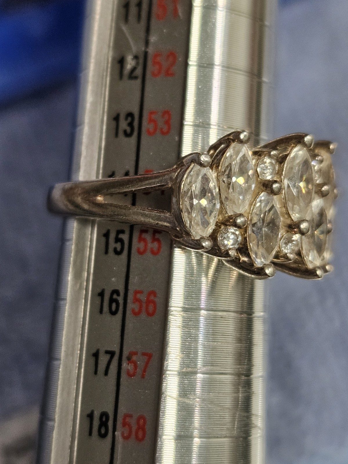 DQCZ Diamonique 925 Silver Cocktail Ring CZ Marquise SZ 7, 4g Free Shipping